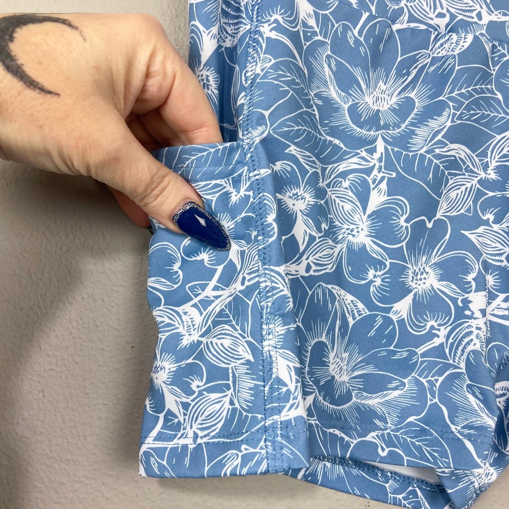 William Murray Golf Dress Shorts Set Womens Size S Blue Floral Sleeveless V-Neck - Picture 16 of 16